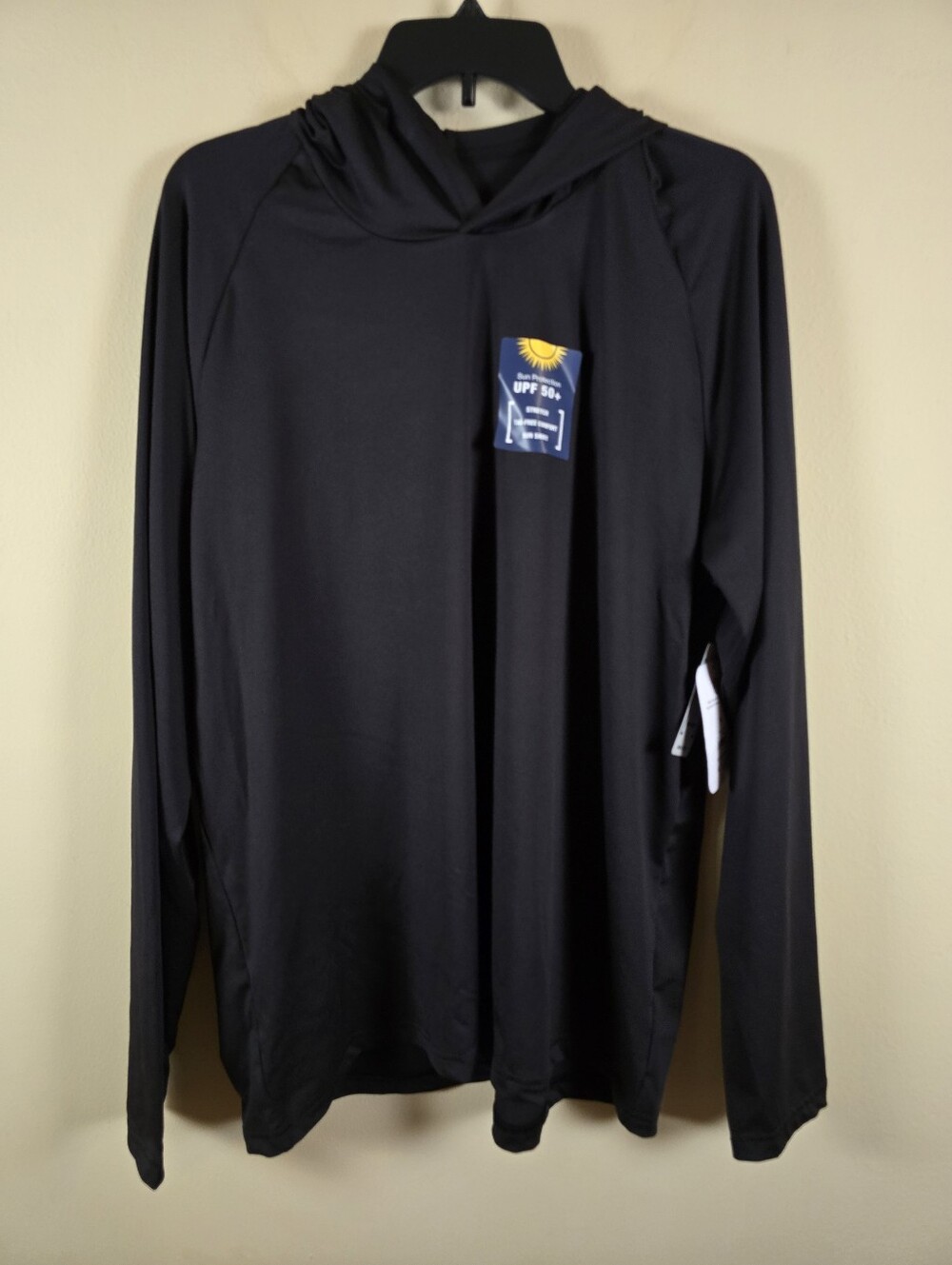 George Mens Hooded Long Sleeve Sun Shirt Size XL Black UPF 50+ Quick Dry Stretch